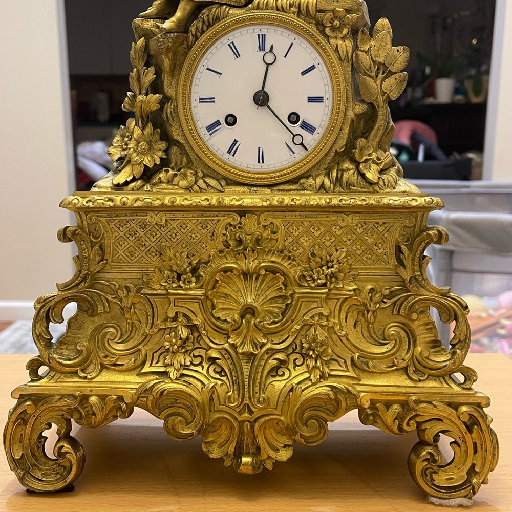 French Bronze-Dore Figural Mantel Clock 19th - Picture 3 of 16